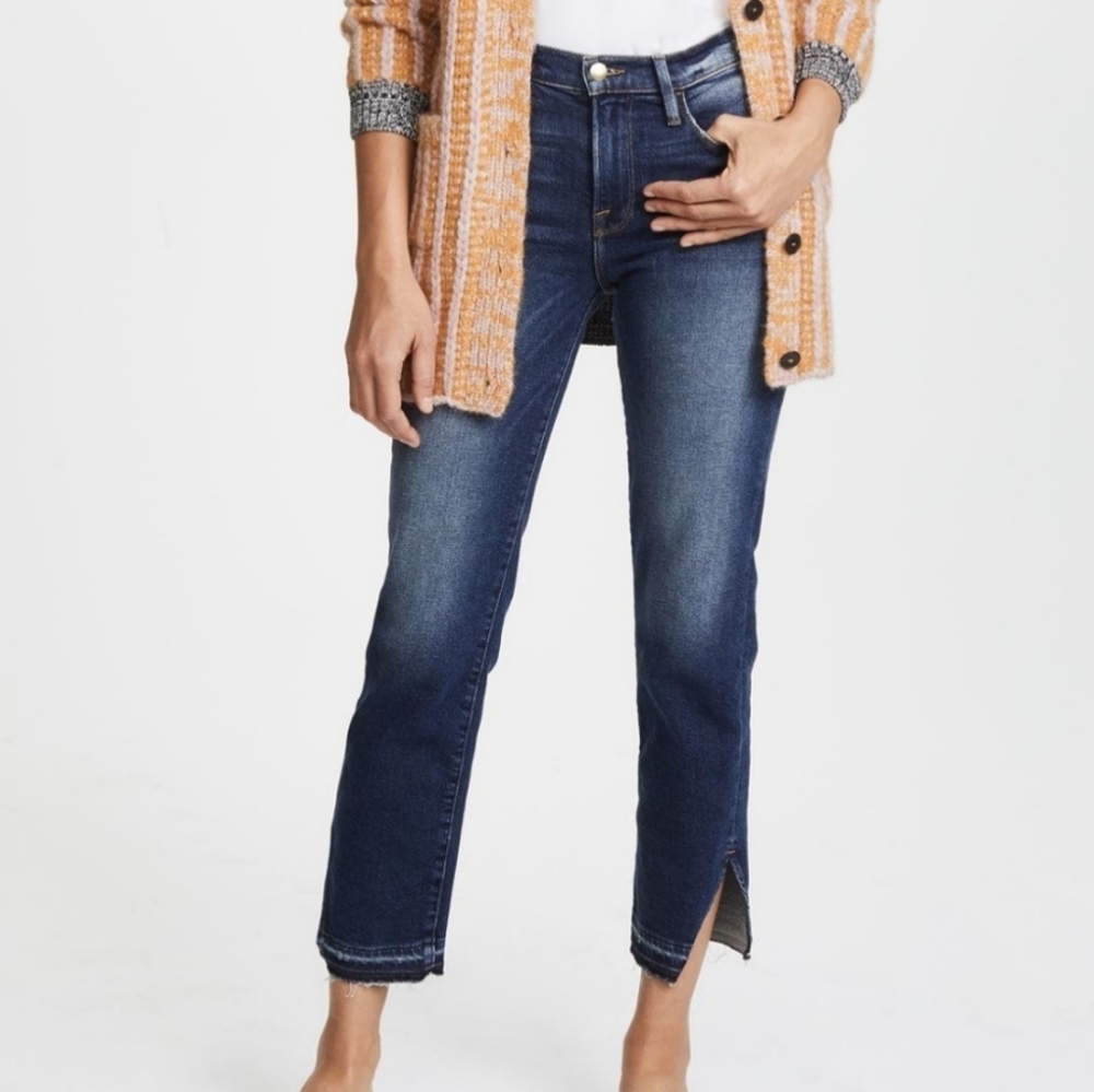 Frame Le Nouveau Straight Side Slit Denim